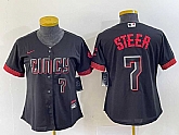 Women's Cincinnati Reds #7 Spencer Steer Numer Black 2023 City Connect Cool Base Stitched Baseball Jersey2,baseball caps,new era cap wholesale,wholesale hats
